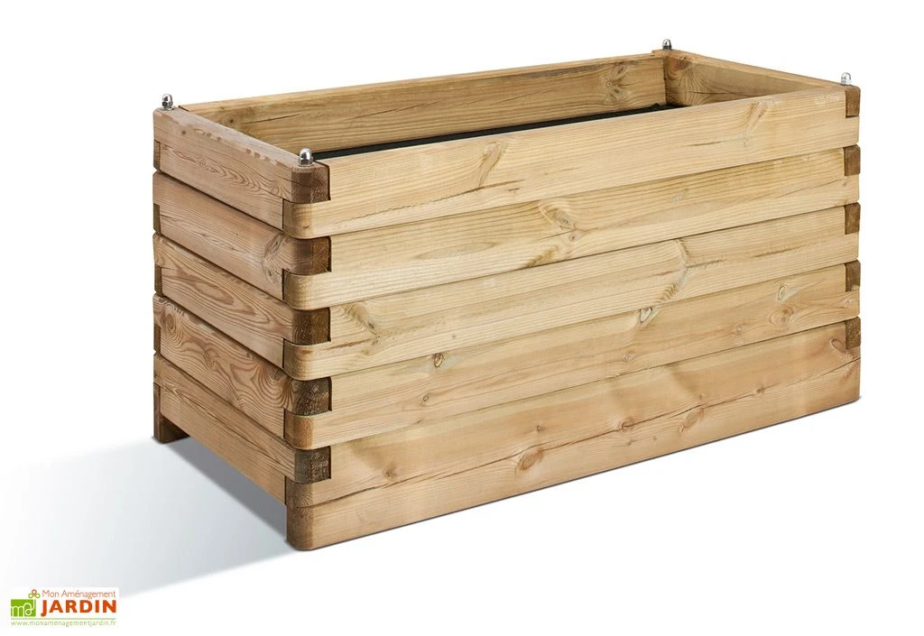 Jardinière en bois Oléa 100 sur un balcon moderne